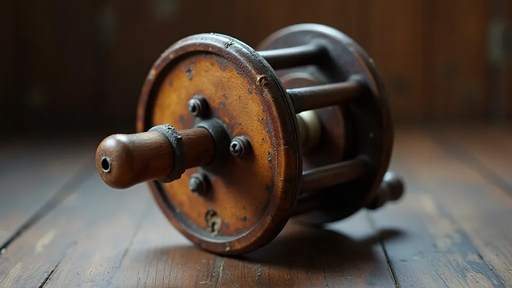 Close-up of a Hardy bamboo reel, showcasing its intricate details and elegant design.