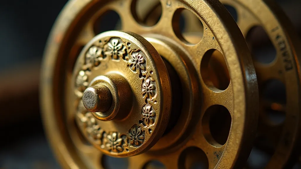 Close-up of a Hardy J.B. Walker reel showcasing intricate engravings.