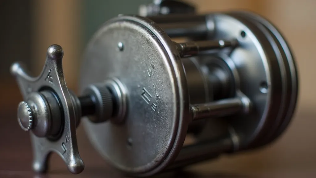 Side view of an I.L. Page Alcedo reel showcasing its sleek design and brass construction.