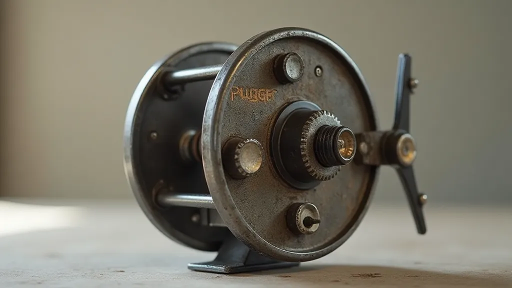 Side view of a Pflueger 1600 reel showing its mechanics