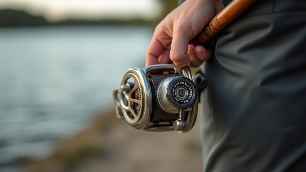 Hand turning the handle of a South Bend reel